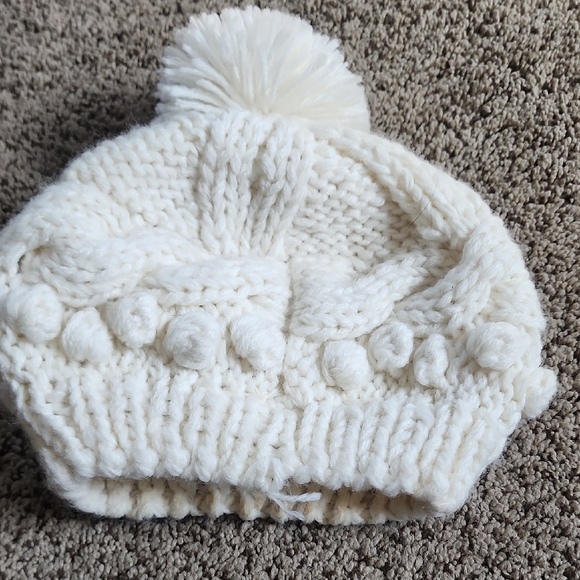 Free People Cream Knit Pom-Pom Beanie for Kids - Picture 1 of 4
